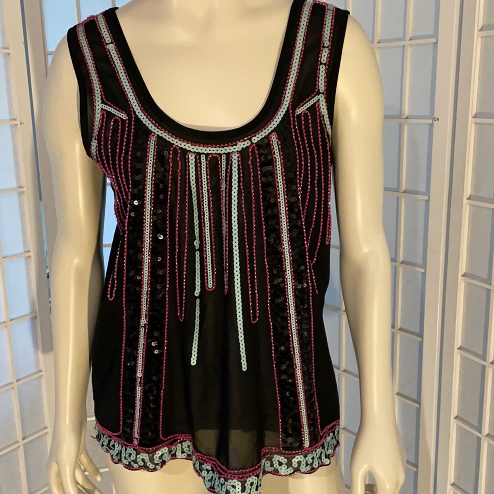 Navy, Pink Sequin Cami Sz S